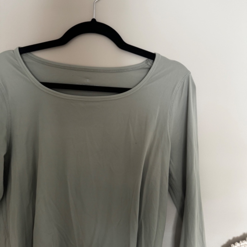 Danskin Sage Green Long Sleeve Workout Top - Picture 2 of 4